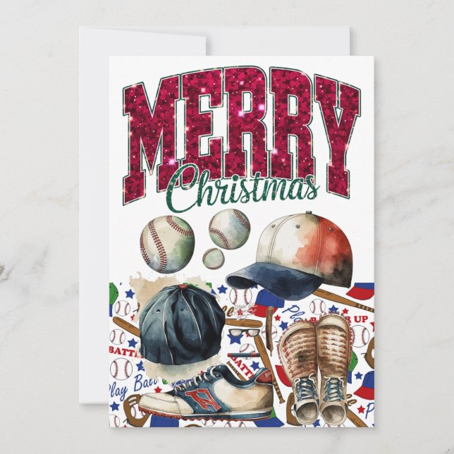 Baseball Christmas themed Holiday Card (Front)