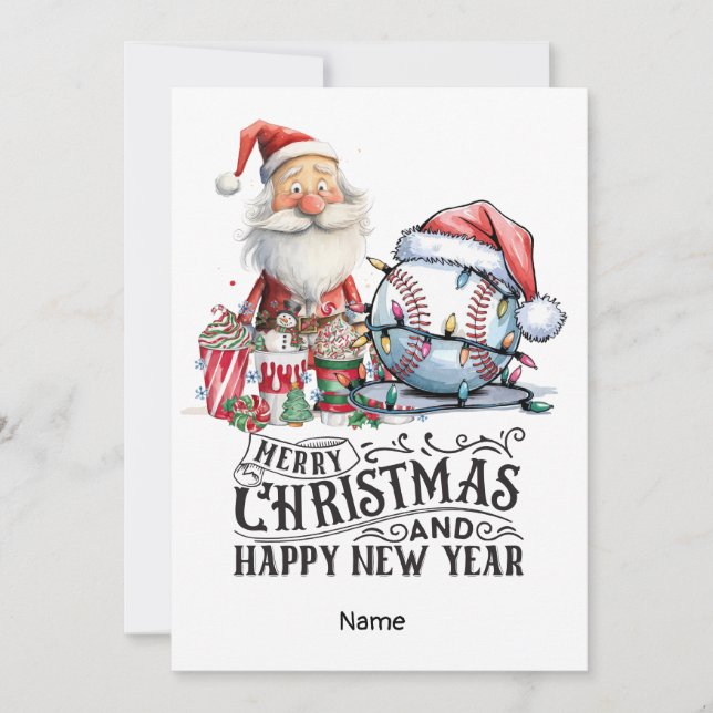 Baseball Christmas themed  Holiday Card (Front)