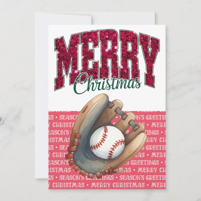 Baseball Christmas themed Holiday Card (Front)