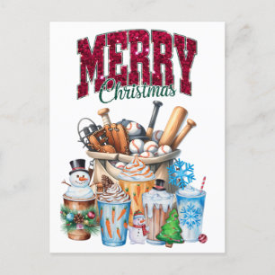 Baseball Christmas themed Holiday Postcard
