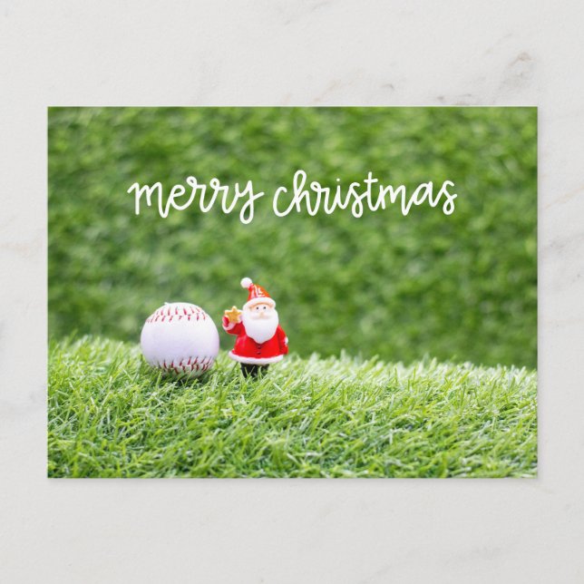 Baseball Christmas themed  Holiday Postcard (Front)