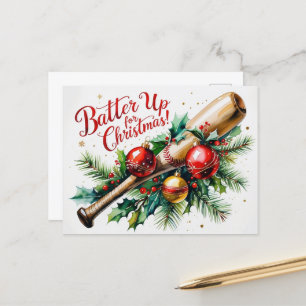 Baseball Christmas themed  Holiday Postcard