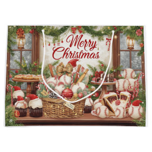 Baseball Christmas themed in Bakery  Large Gift Bag