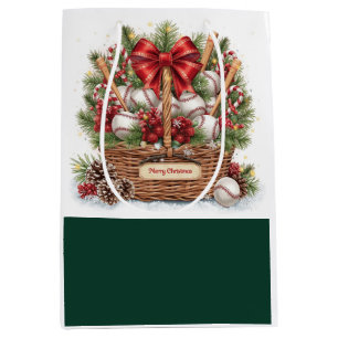 Baseball Christmas themed in Bakery Medium Gift Ba Medium Gift Bag