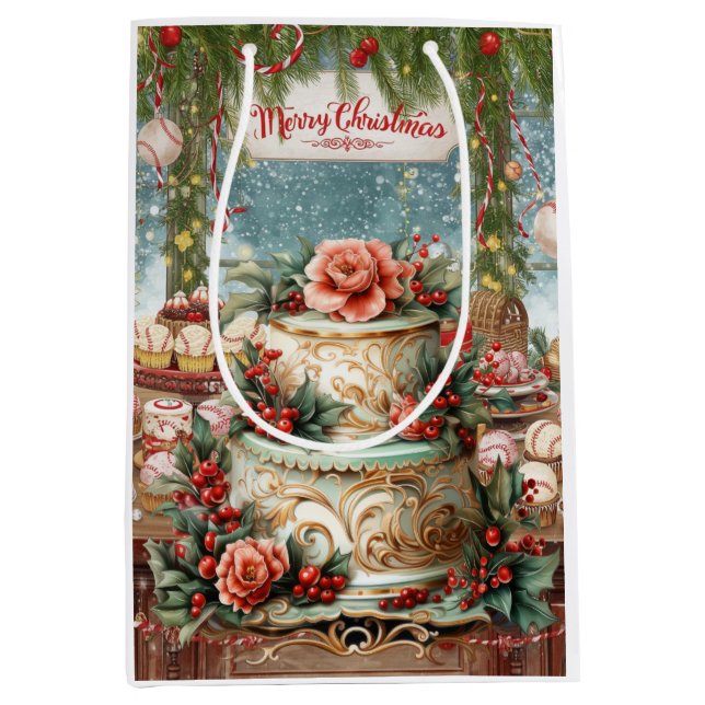 Baseball Christmas themed in Bakery Medium Gift Bag (Front)