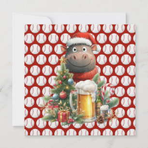 Baseball Christmas themed with Hippo Holiday Card