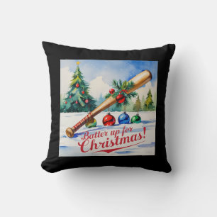 Baseball Christmas Throw Pillow 