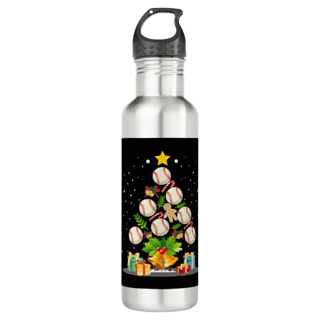 baseball christmas tree 710 ml water bottle (Front)