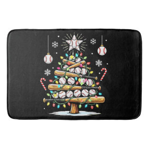 Baseball Christmas Tree Bath Mat