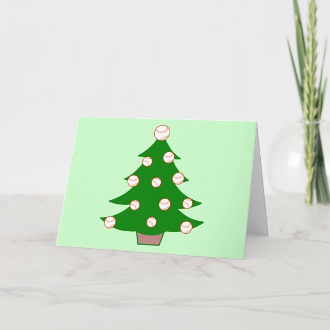 Baseball Christmas Tree Holiday Card (Front)