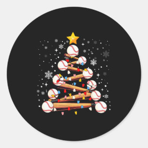 Baseball Christmas Tree Light Xmas Baseball Boys K Classic Round Sticker