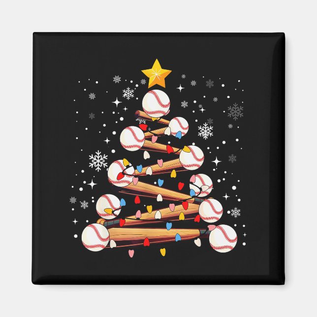 Baseball Christmas Tree Light Xmas Baseball Boys K Magnet (Front)