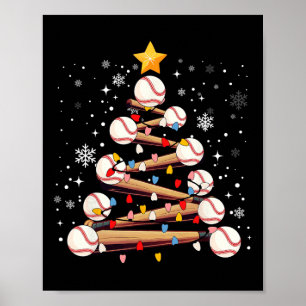 Baseball Christmas Tree Light Xmas Baseball Boys K Poster