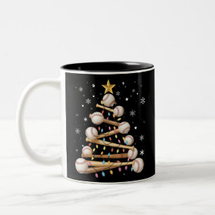 Baseball Christmas Tree Light Xmas Sports Lover Two-Tone Coffee Mug