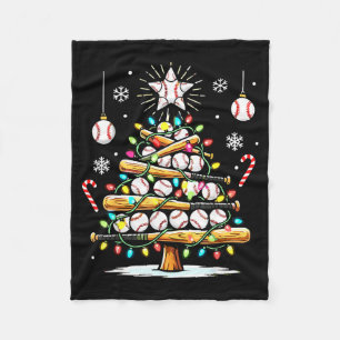 Baseball Christmas Tree Lights  Fleece Blanket