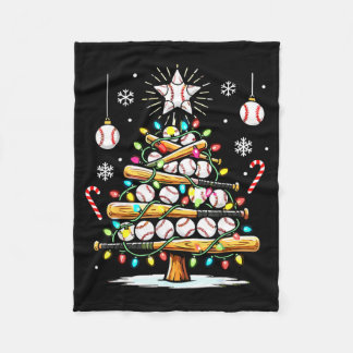 Baseball Christmas Tree Lights  Fleece Blanket