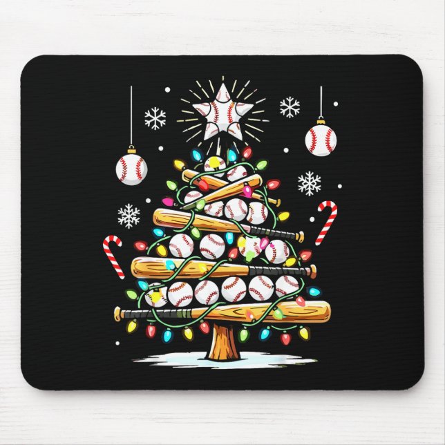 Baseball Christmas Tree Lights  Mouse Mat (Front)