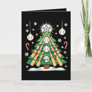 Baseball Christmas Tree Lights Ornaments Xmas Card