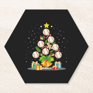 baseball christmas tree paper coaster