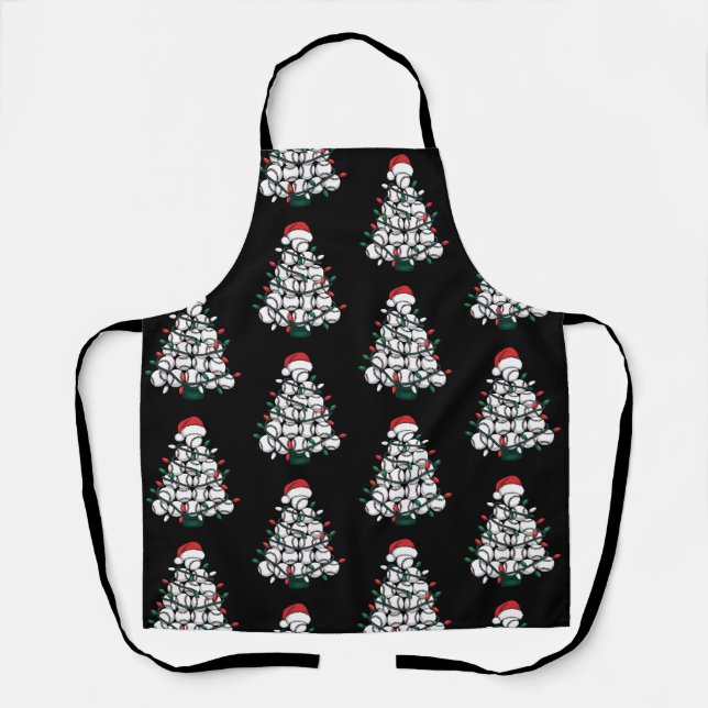 Baseball Christmas Tree Santa Sports Apron (Front)