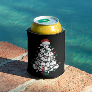 Baseball Christmas Tree Santa Sports Can Cooler