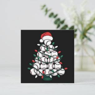 Baseball Christmas Tree Santa Sports Holiday Card