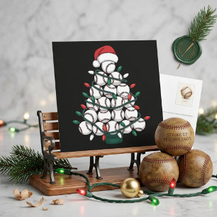 Baseball Christmas Tree Santa Sports Holiday Card