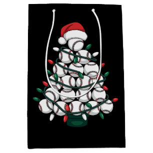 Baseball Christmas Tree Santa Sports Medium Gift Bag