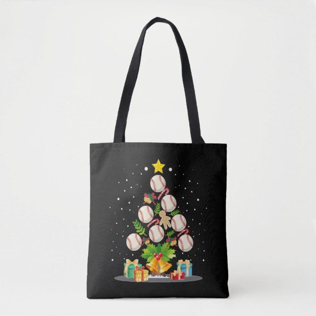 baseball christmas tree tote bag (Front)