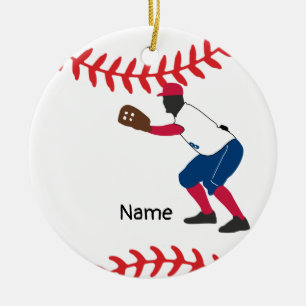 Baseball Christmas with ball Cute Santa Claus Ceramic Tree Decoration