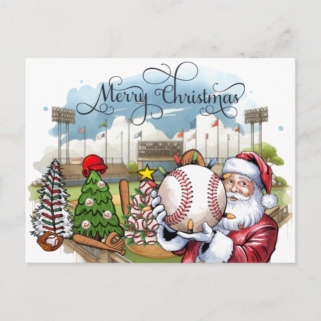 Baseball Christmas with gifts and ball    Holiday  (Front)