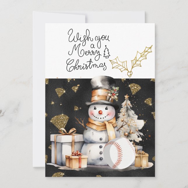 Baseball Christmas with gifts and ball   Holiday Card (Front)