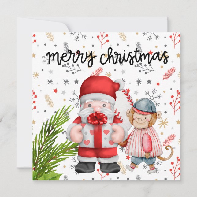 Baseball Christmas with gifts and ball    Holiday Card (Front)