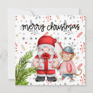 Baseball Christmas with gifts and ball    Holiday Card