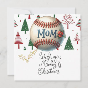Baseball Christmas with gifts and ball   Holiday Card