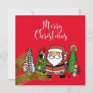 Baseball Christmas with gifts and ball    Holiday Card