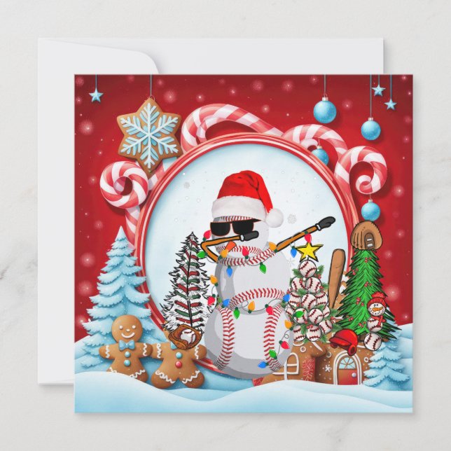 Baseball Christmas with gifts and ball    Holiday Card (Front)