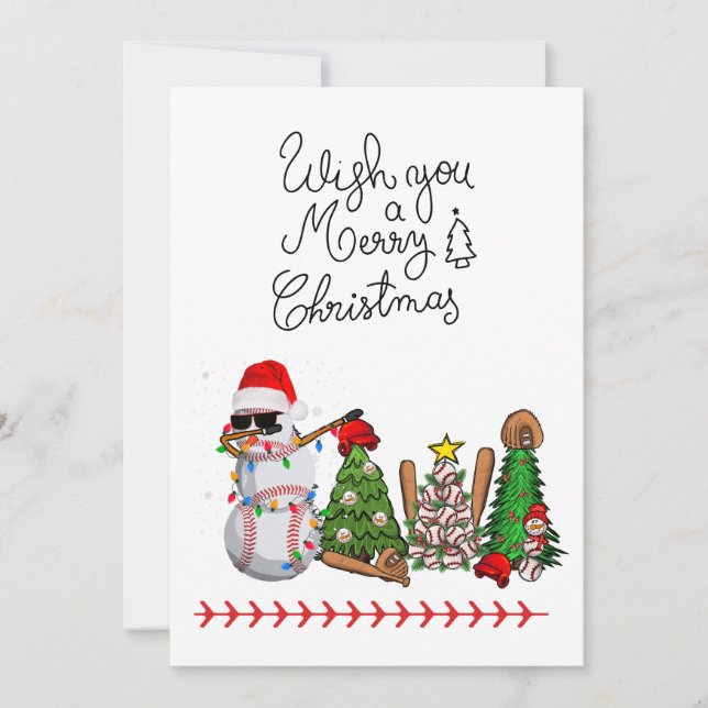 Baseball Christmas with gifts and ball   Holiday Card (Front)