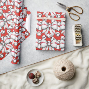 Baseball Christmas with gifts and ball Wrapping Paper