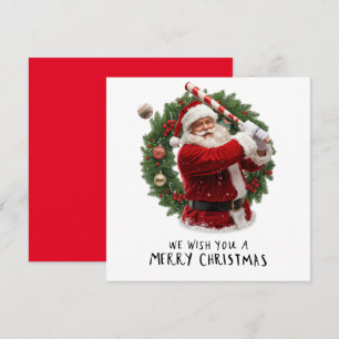Baseball Christmas with Santa Claus Holiday Card