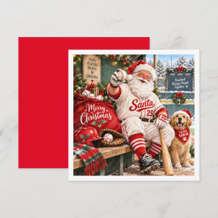Baseball Christmas with Santa Claus Holiday Card