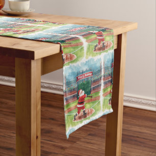 Baseball Christmas with Santa Claus playing Long Table Runner