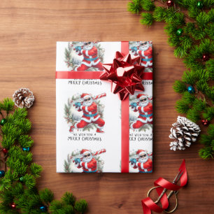 Baseball Christmas with Santa Claus Wrapping Paper