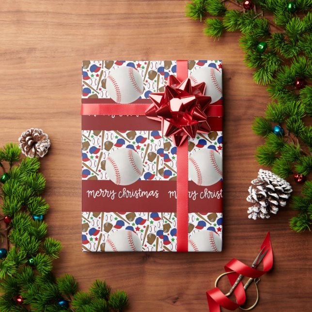 Baseball Christmas  Wrapping Paper (Holiday Gift)