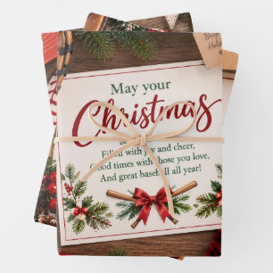 Baseball Christmas Wrapping Paper Best wishes