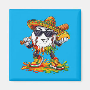 Baseball Cinco De Mayo Taco Ice Cream Sombrero Magnet
