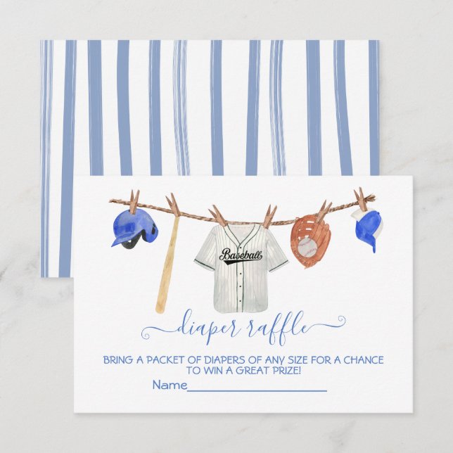 Baseball Clothesline Baby Showe Diaper Raffle card (Front/Back)