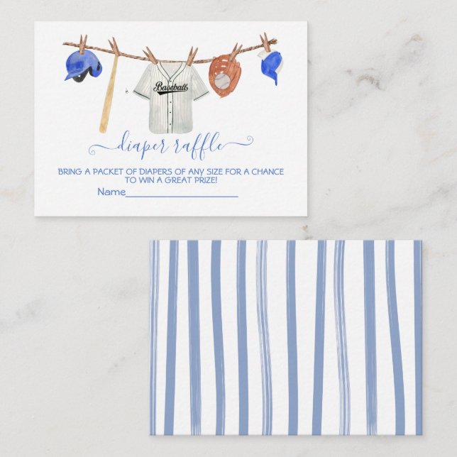 Baseball Clothesline Baby Showe Diaper Raffle card (Front/Back)