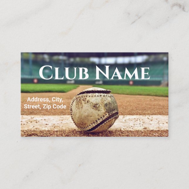 Baseball Club Name Field Landscape Photo Modern Business Card (Front)
