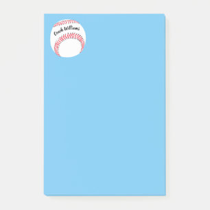 Baseball Coach Add Name 4x6 Post-it Notes
